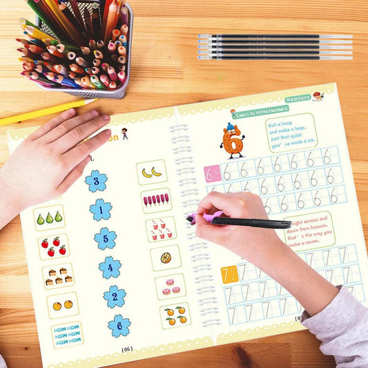 Kids Magic Practice Book Set of 4-Kids learning for Home and school with 10 refill pens